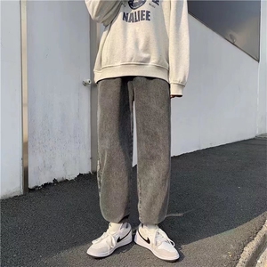 牛仔裤男欧美复古高街腰果花拼接嘻哈街N215P40图片
