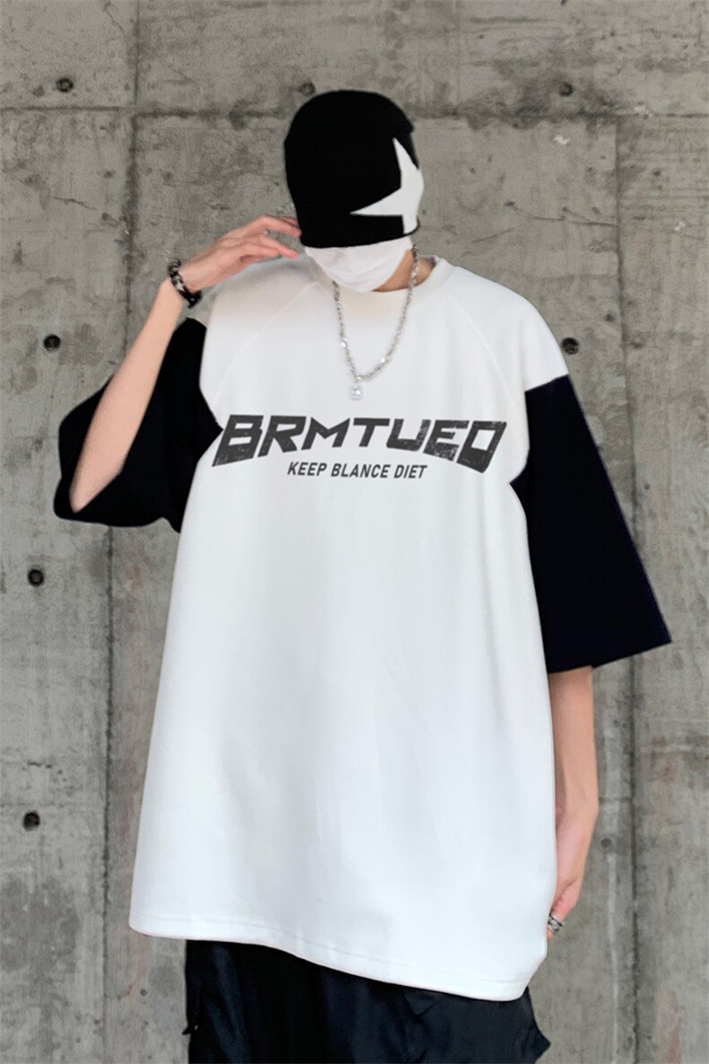 B239-1268-P38夏季字母印花圆领重磅短袖T恤男拼色体恤上衣半袖,男装T恤,星座514-2(原B239)