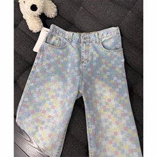 高街牛仔裤男春秋新款痞帅格子彩色高级感vibe直筒N2143，男装牛仔裤，星座1116A（原606A-3）