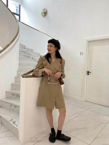 现货，秋装连衣裙，女装连衣裙，精典蓝月