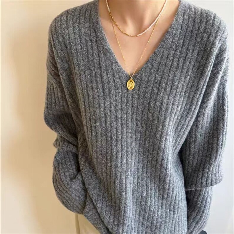 毛衣女套头秋冬宽松针织打底短款显瘦保暖针织衫,针织衫/毛衣,锦瑟羊绒
