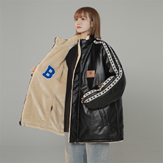 双面穿PU皮衣外套棉衣男加绒情侣棉服面包服棉袄女3323-P90控128，男装皮衣，星座207