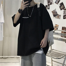 CL4男女中性圆领短袖半袖T恤衫外套大码字母印花学生TEE潮宽松TEE，男装T恤，星座115A-3