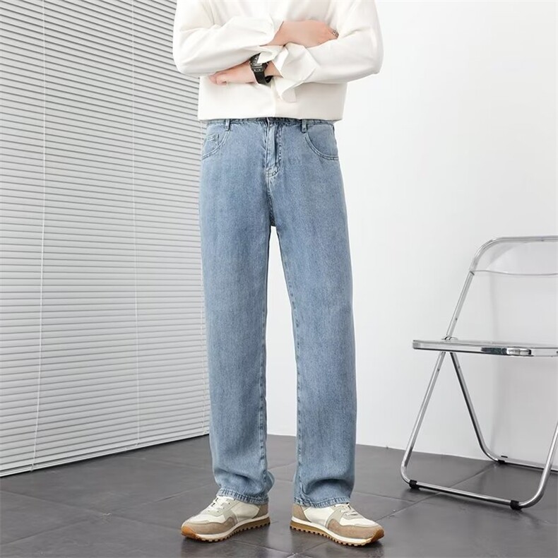 轻熟店主风牛仔裤男士春秋款宽松直筒阔腿秋季潮牌休闲长裤子K06,男装牛仔裤,星座1116A-2（原606A-1）