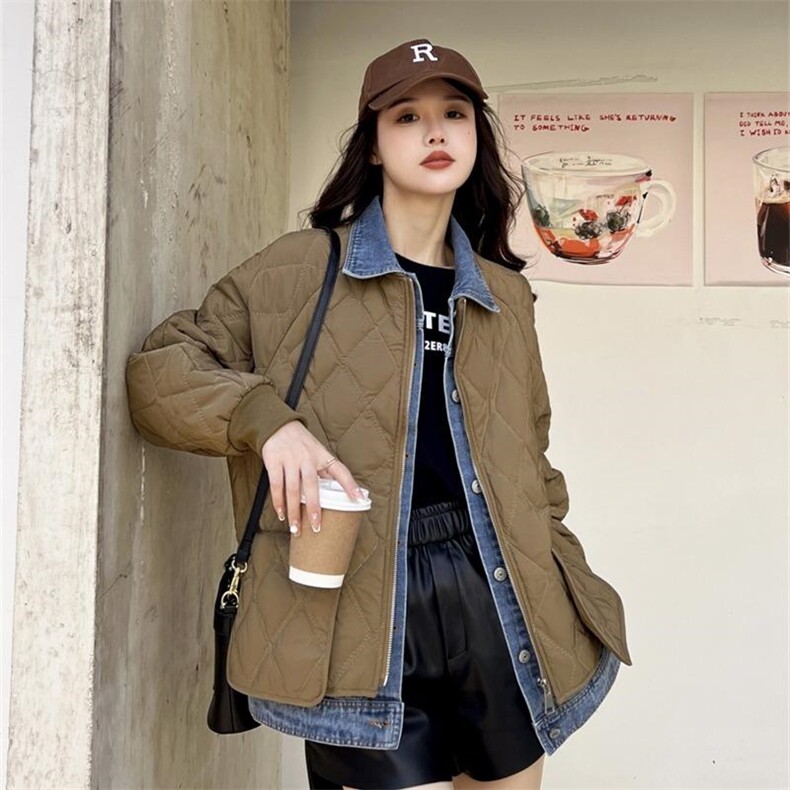 现货，冬季牛仔拼接羽绒服，女装羽绒服，淳沐