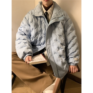 定制面料棉衣男港风半高领棉服男外套男8707P125控168图片