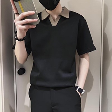 高级感短袖男夏季潮牌撞色V领T恤标准气质常规流行原宿青少年时尚，男装T恤，星座506A