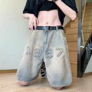 1997黄泥色牛仔短裤男夏季潮牌美式高街复古休闲五分裤NW2106-P38图片