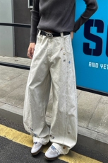 8X-M卡通绣花休闲裤男2025新款情侣宽松阔腿弯刀裤子K9173P78，男装休闲裤，电商D206-1