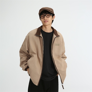 南夏乔装2025冬季新款日系撞色翻领刺绣棉衣潮流休闲宽松棉服外套图片