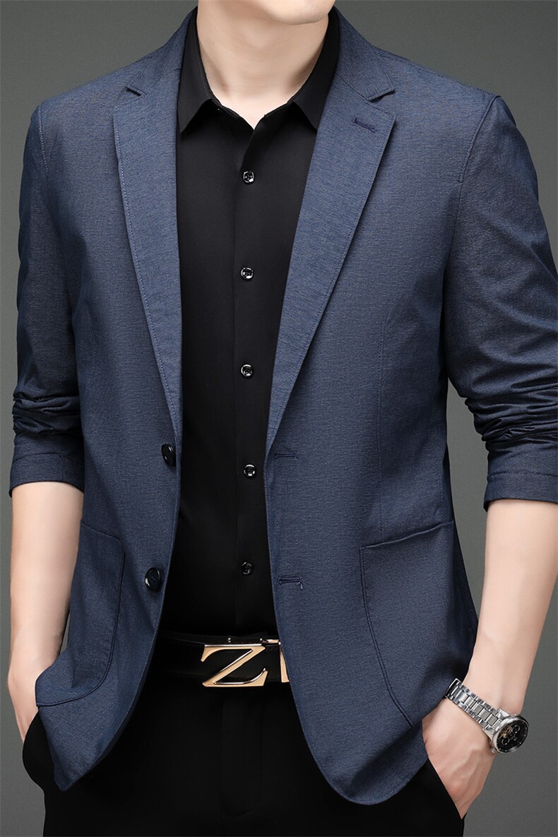 男士2023年秋季新款长袖休闲西服中青年纯色便服外套AJY8653-P210,男装西服,电商B212（原钱塘6029）