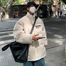 港风街景时尚字母印花休闲立领棉衣A247-MY62039特批65控99，男装棉衣，电商A247