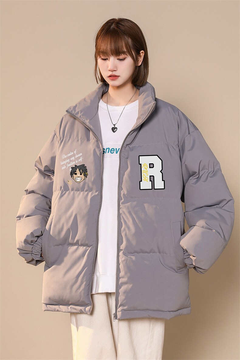 中性风23新款冬季时尚百搭宽松字母印花棉服外套MY2049P85控118,男装棉衣,A247A