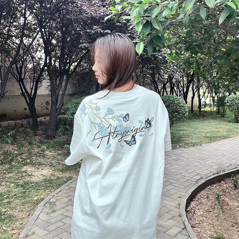 万针全刺绣解构设计260克重磅双纱纯棉高品质美式高街短袖T恤特35,男装T恤,电商A486