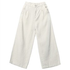 夏季新款中年妈妈棉麻休闲宽腿裤松紧腰薄款八分显瘦亚麻阔腿裤女，女装休闲裤，璐依舞