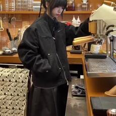 美式设计短款工装飞行员夹克外套女春秋解构棒球服上衣，女装短外套，星座506A