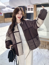 现货拼色羽绒服女冬短款小个子2025年新款今年流行设计感小众拼接，女装羽绒服，琦鑫阁（原依鑫阁）