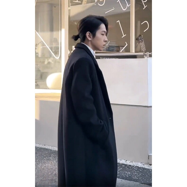 现货超长款秋冬韩版毛呢大衣宽松高级感潮流外套DY0030加绒P128,男装毛呢大衣,星座1004（原星座815-3）