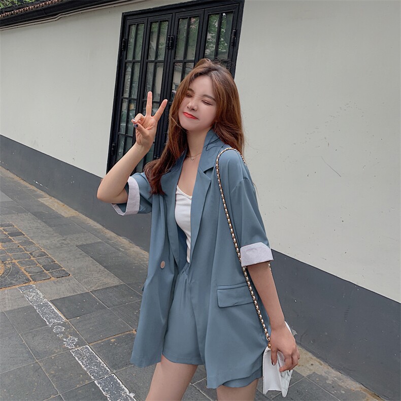 C329夏季新款小西装两件套装3色可选图片