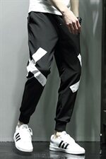 2021春季新日系灰墙抽绳个性贴布工艺男大码休闲长裤K8110-P55，男装休闲裤，电商A001