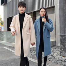 2025冬季纯色情侣款加棉休闲百搭毛呢大衣外套男潮1913加棉-P140，男装毛呢大衣，电商A413