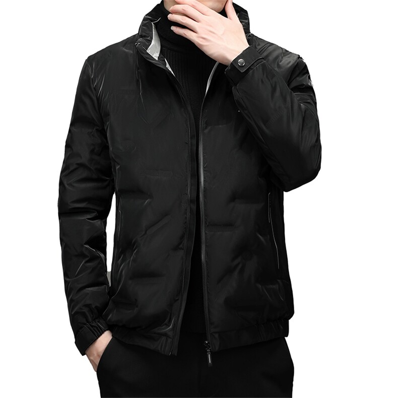 90%白鸭绒中年男士休闲立领羽绒服保暖羽绒开衫潮流男ZG2942-P195图片
