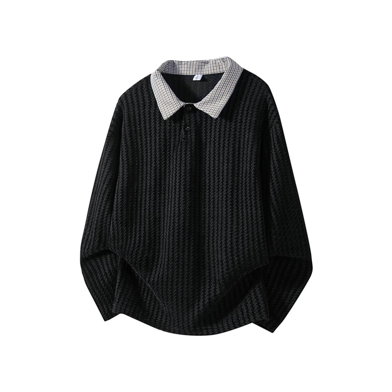 加绒加厚卫衣千鸟格长袖t恤polo打底衫504-T503-特P28（加绒P33）,男装T恤,星座504