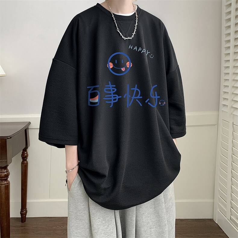 春夏季七分袖t恤男大码五分袖男短袖中袖Q11183-P30,男装T恤,电商A040