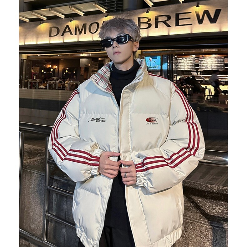现货假两件格子羽绒棉衣抖音得物二开冬季棉服加厚外套BMY207,男装棉衣,电商A486