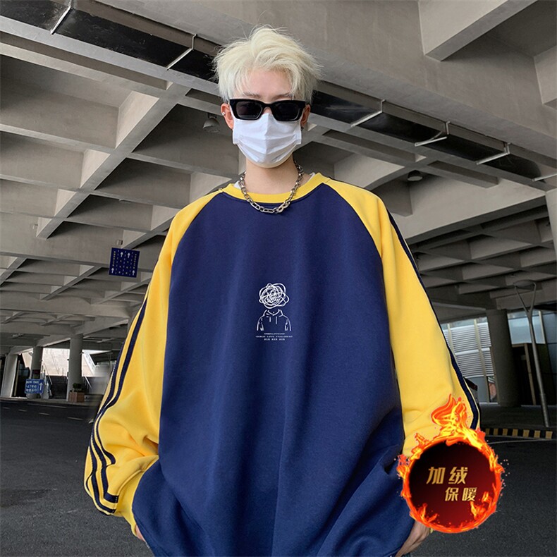 抖音得物供货提供视频秋冬重磅美式宽松织带圆领卫衣0767,男装卫衣,电商A486