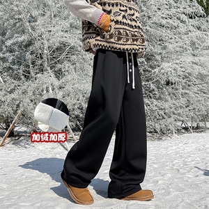 宽松直筒保暖阔腿裤冬日加绒加厚简约休闲裤K890TP38控78无差价图片