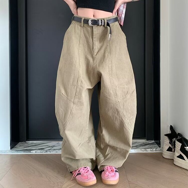 新款美式拼接解构设计感弯刀工装裤男女宽松阔腿长裤子AM1204P57,男装工装外套,星座1013-5