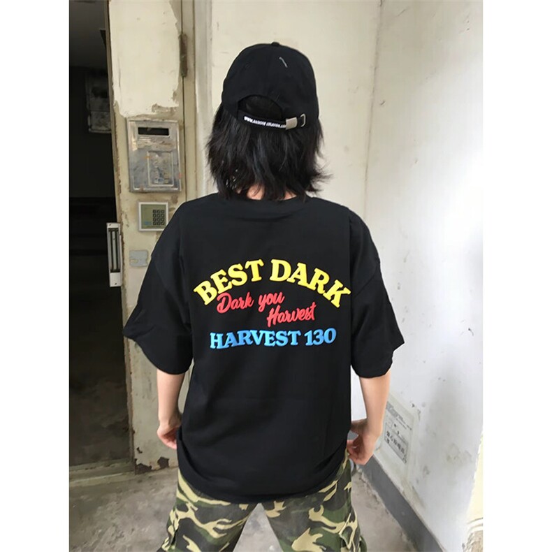 万针全刺绣工艺抖音得物高品质260克重磅纯棉双纱美式高街短袖T恤,男装T恤,电商A486