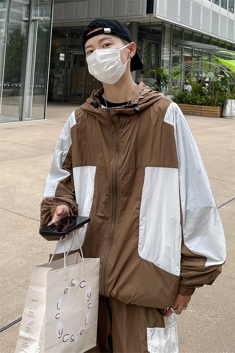 夏季撞色夹克衫防晒服套装运动风时尚防晒衣男XZ514-2-1611-P98,男装防晒衣,星座514-2(原B239)