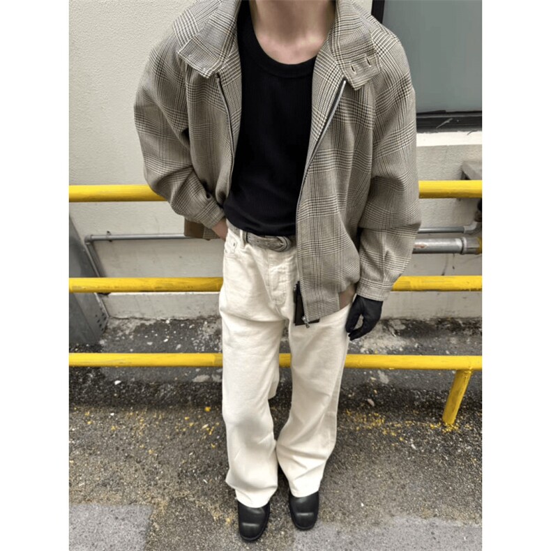 网图A87-特P78老钱风千鸟格哈灵顿休闲夹克外套男女,男装夹克,电商B369（原A024）