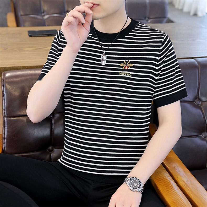 夏季新款中年男士短袖t恤薄款男装时尚休闲修身打底衫上衣服体恤,男装T恤,电商B212（原钱塘6029）