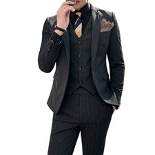 西服套装条纹男西装三件男士小西装外套A470-TZ25大码加价，男装西服套装，电商A207