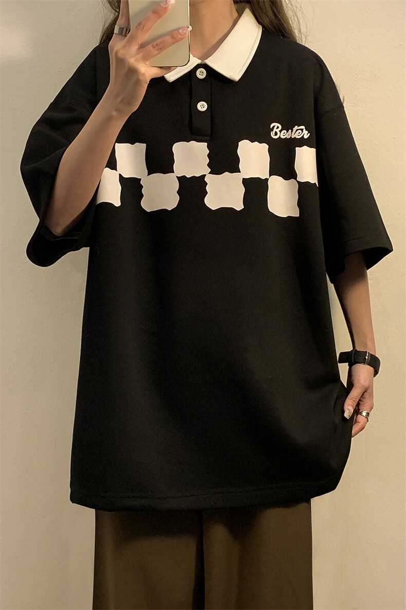 主推翻领宽松纯棉polo衫短袖男T恤X416b-1-DT316-P40限58,男装T恤,星座416B-1