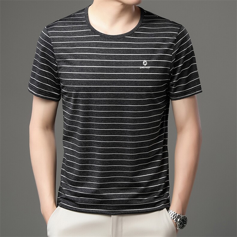 AC9855钱塘2020-3夏季男士精品短袖条纹圆领休闲T恤P50,男装T恤,钱塘207-3