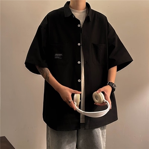 短袖衬衫男夏季潮牌日系宽松潮流衬衣EC75P30图片