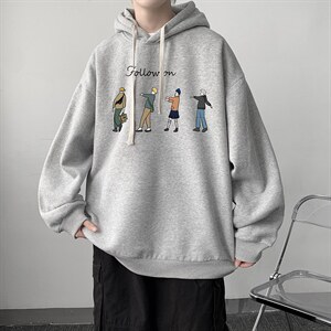 WY2043-P35 纯棉连帽卫衣男大码运动帽衫宽松薄外套男图片
