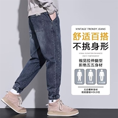 牛仔裤男士2026新款秋冬款工装哈伦束脚九分休闲裤子男秋冬季，男装牛仔裤，星座218-1（原230）