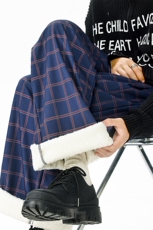 美式复古格子加绒休闲裤男潮牌冬季阔腿长裤D52141-TP4588，男装卫衣，电商A102