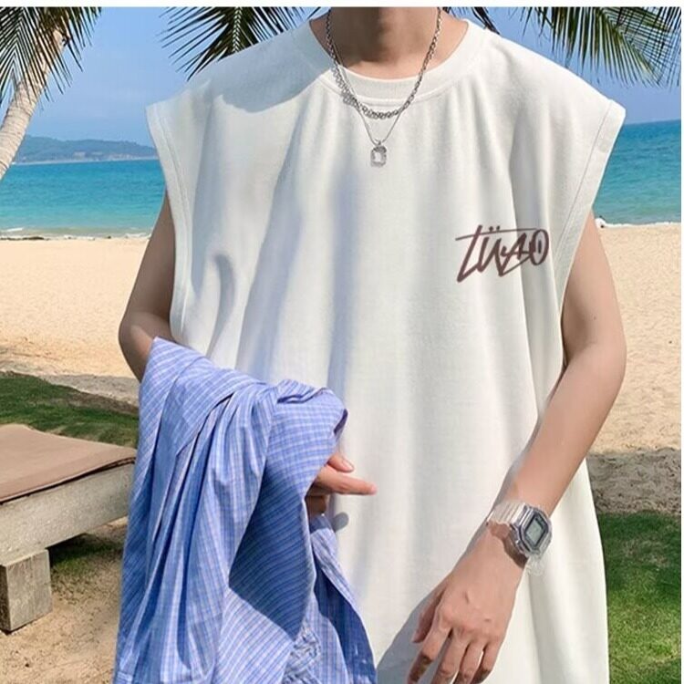 美式潮牌坎肩背心夏季休闲运动宽松纯棉无袖T恤半袖X26-P25网络图,男装背心/马甲,电商B245