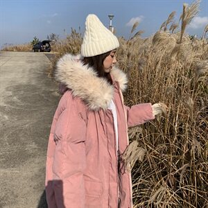 款现货柒柒家 大毛领2色棉衣女M69图片