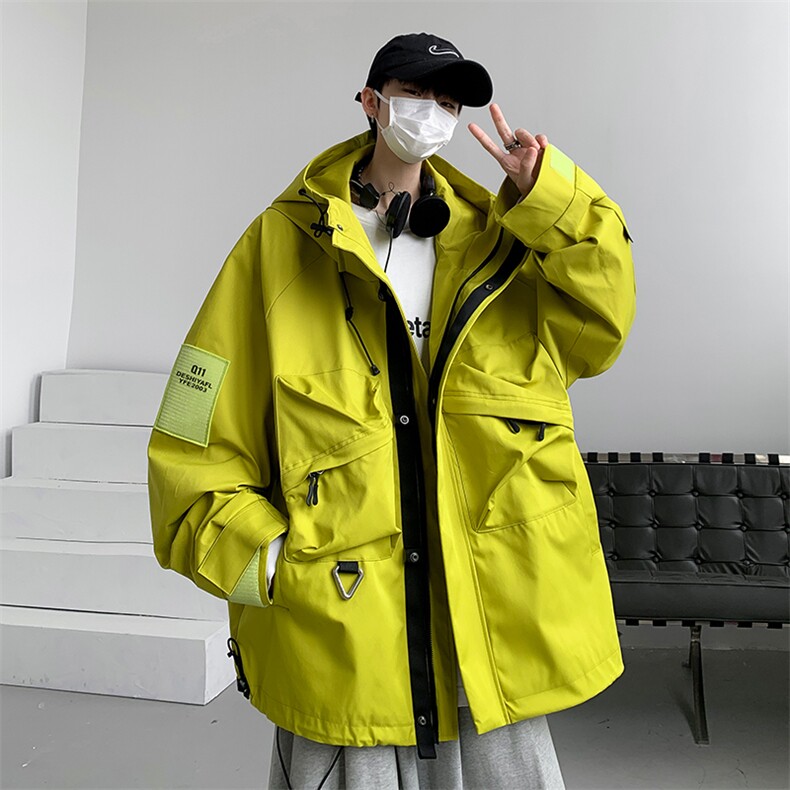 8XL-M特大码秋冬季冲锋衣潮酷宽松工装风男夹克外套JK1306P90，男装夹克，电商D206-1