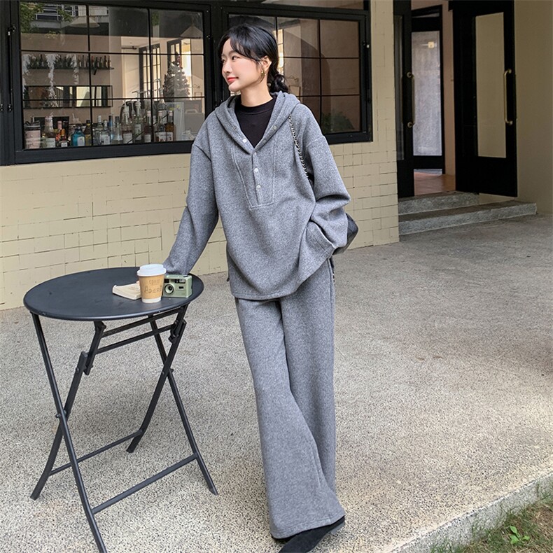 （新品）一体绒加厚连帽阔腿裤套装可做春装F597-P198-K298,女装套装/套裙,2C255