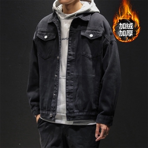 2019冬季新款日系大码男加绒加厚宽松牛仔外套棉衣J1211-P85图片