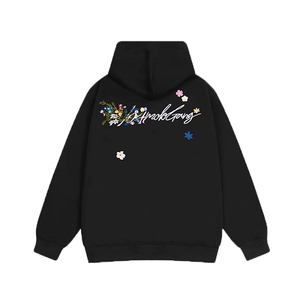 特批60-FC50 现货 美式花卉刺绣连帽卫衣男款情侣帽杉休闲外套，女装短外套，星座618B-1