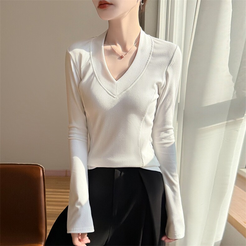 2026年秋季时尚百搭通勤简约休闲V领套衫，女装针织衫/毛衣，绒宛羊绒
